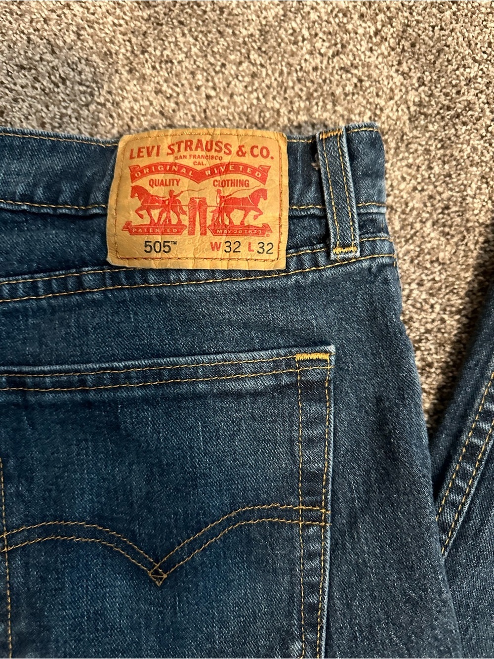 Levi’s 505 Regular Fit Dark Wash Jeans 32x32 Workwear 90’s Denim Vintage Style - Picture 5 of 8